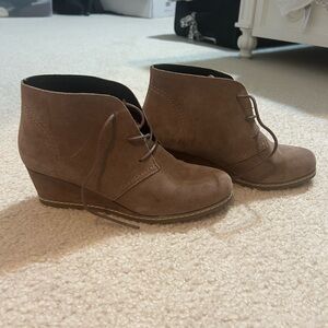 Brown Lace-Up Wedge Ankle Boots
